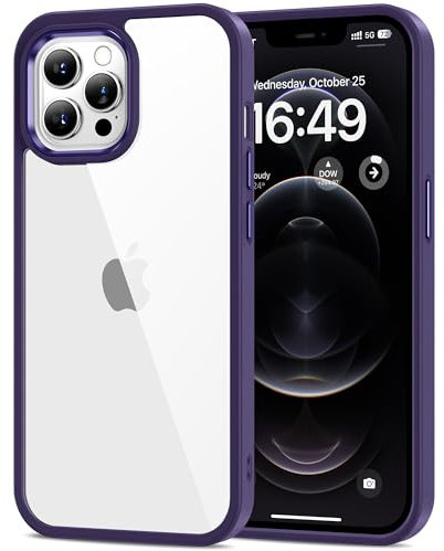 HOOMIL Cover per iPhone 12 Pro Max 6,7 Pollici, Custodia Anti-Ingiallimento, Antiurto e Anti-Graffi, Retro Rigida Trasparente - Viola