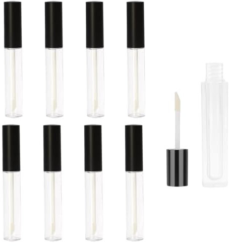 GUTERTOP 8 Stück Mini Make Up Behälter, 10ml Leere Lipgloss Behälter, Lippenbalsam Behälter für Lipgloss Balsam (Schwarz)