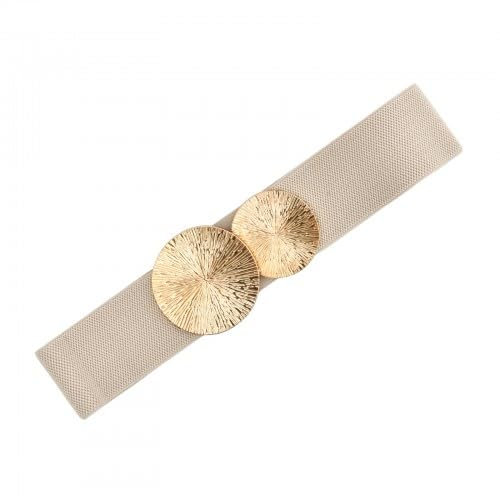 Amexo Elastischer Gürtel Damen, Breit, Gold, Stretchy, Mode, mit Goldener Schnalle für Frauen Kleider Jeans Hosen