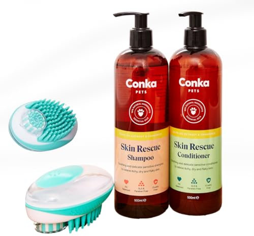 Conka Pets Shampoo und Conditioner für Hunde, natürliches Shampoo und Pflegespülung (500 ml) (Shampoo-Conditioner & Werkzeug, Hautrettung)