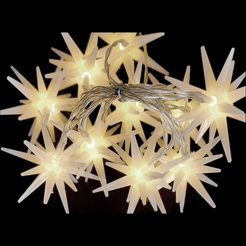 LED Fensterlichterkette Sterne Lichterkette Weihnachtsbeleuchtung 10 Sterne Batterie warmweiß Innenbereich L120cm