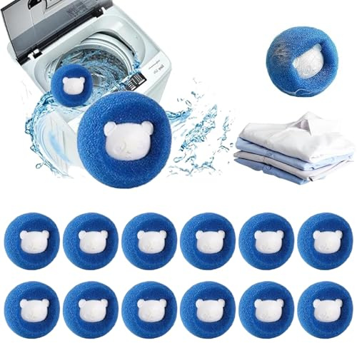 Hshenjhu 12 Pièces Attrape Poils Machine a Laver, Anti Poil Machine à Laver Réutilisable, Boule Anti Poils Machine a Laver, Boule de Lavage Machine a Laver, pour Chien Chats Poils d'animaux Vêtements