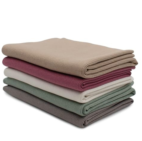 5x 0,25m Bündchenstoff Set Schlauchware 95% Baumwolle, 5% Elasthan Auswahl Jersey (RIB Bunt 5, 5er Set)