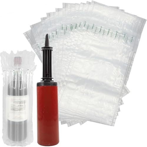 15 Stück Aufblasbare Flaschenverpackung, Luftsäulen Beutel für sicheren Transport, Ideal für Weinflaschen, Glasflaschen und zerbrechliche Gegenstände, Inkl. Luftpumpe, Hohe Stabilität und Schutz