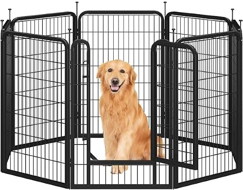 Yaheetech Welpenlaufstall 8 Panele 100cm Hoch Faltbar Metall | Für Hunde, Werkzeugfreier Aufbau, Einteilige Verriegelung, Indoor/Outdoor, Stabil und Platzsparend