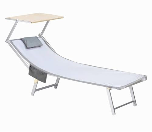 o-day Strandtuch aus Mikrofaser mit Seitentaschen, Kopfstütze aufblasbar, 190 x 70 cm, Strandtuch mit Gummibändern für Sonnenliegen (Grau)