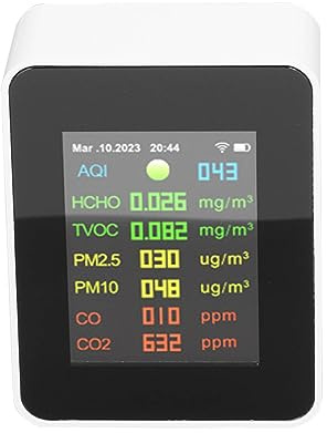 Yechiry Multifunktionaler Luftqualitätsmonitor, WLAN, Echtzeitdatenauffrischung, mit Hohlem Design, Tragbarem Innenversandmesser für Zuhause, Auto-Lufttests, für Mutter- und