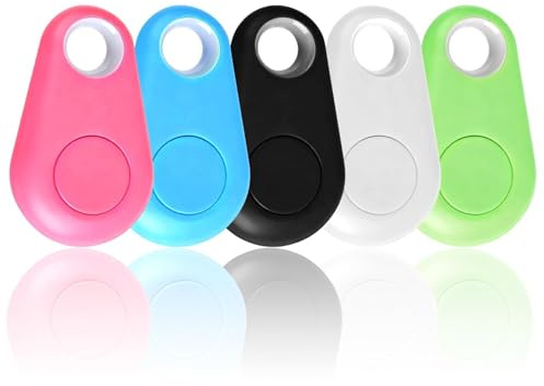 Traceur GPS Bluetooth et GPS pour Animaux de Compagnie,Localisateur Intelligent pour Chats, Chiens, Valise, clés, Portefeuille, etc,5 Packs Mix adapté(Blanc, Bleu, Vert, Rouge, Noir)
