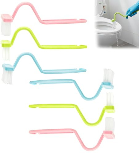 6 Stück Klobürste Mit Randreiniger, Toilettenbürste, Toilettenbürste Mit Randreiniger, WC Bürste Mit Effektiver Reinigung, Langgriff Gebogene Schwammbürste für Tiefenreinigung