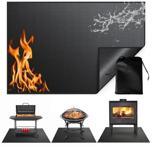 Grillmatte Bodenschutz, 102x152cm grillunterlage bodenschutzmatte | Feuerfeste Unterlage 3 Schicht Feuerschutzmatte Bodenschutzmatte,Holzkohlegrill grillunterlage für BBQ Grills,Boden
