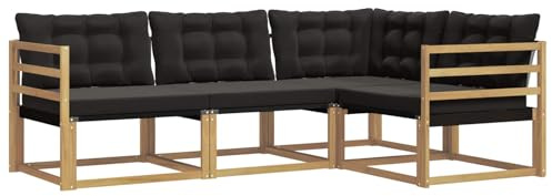 vidaXL Outdoor-Sofagarnitur mit Kissen 4 pcs Weiß und Schwarz, Garten Loungeset, modernes Outdoor Sofa, langlebige Möbel, stylische Terassen-Sitzgelegenheiten, ideal zum Entspannen