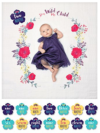 lulujo Baby erstes Jahr Meilensteindecke und Karten Set Stay Wild My Child