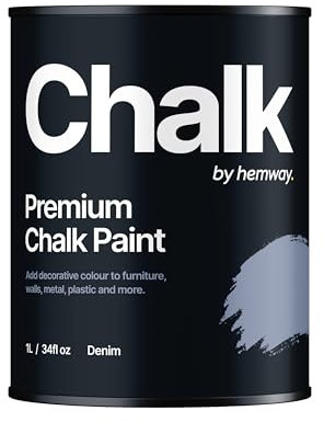 Hemway - Premium Chalk Paint - Denim Blue 1 L | Chalky Matt Shabby Chic Finish for Interior Furniture & Walls | Quick Dry & 1 Coat