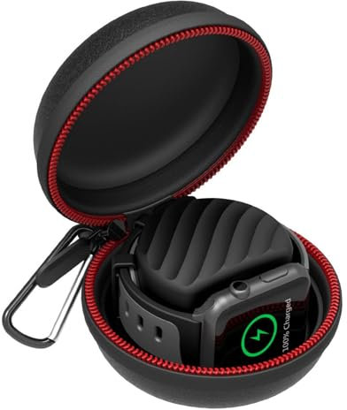 HALLEAST Ladestation Ständer kompatibel mit Apple Watch Ultra SE Serie 8/7/SE/6/5/4/3/2/1 Silikon Charger Stand Halterung Dockingstation mit tragbare Eva Box für iWatch49/45/44/42/41/40/38mm,schwarz