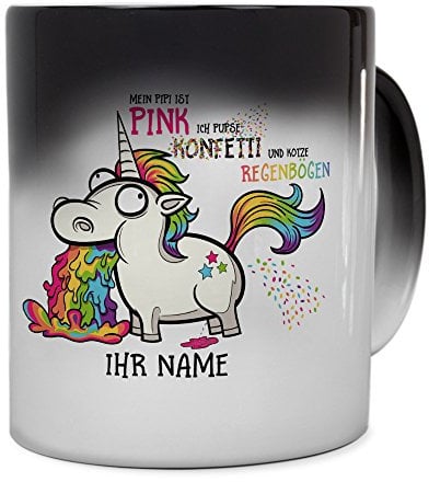 printplanet® Zaubertasse mit Namen personalisiert - Magic Mug - Motiv Einhorn individuell gestalten - Zauberbecher, magische Kaffeetasse