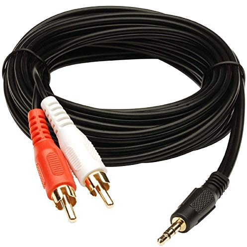 JAFSAL ONLINE 3.5mm Stereo Audio Male to Male to 2 RCA Male Cable- Aux to 2RC Cable – Audio Cable Compatible with Home Theatre, Smartphones, MP3, Computers, LED, Tablet- (10 Meter)