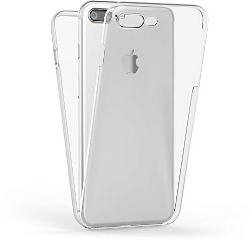 Kaliroo Handyhülle 360 Grad kompatibel mit iPhone 7 Plus | 8 Plus, Full-Body Schutzhülle Hardcase hinten & Displayschutz vorne mit Silikon Bumper, Full-Cover Case Komplett-Schutz Hülle - Transparent
