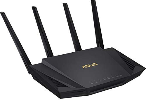 ASUS RT-AX3000 Dual Band WiFi Router, WiFi 6, 802.11ax, Lifetime Internet Security, Support AiMesh Whole-Home WiFi, 4 x 1Gb LAN Ports, USB 3.0, MU-MIMO, OFDMA, VPN