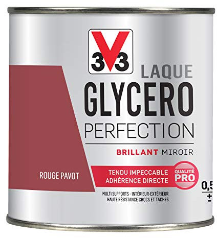 V33 Laque Glycéro Brillant, Rouge pavot, 500 ml (Lot de 1)