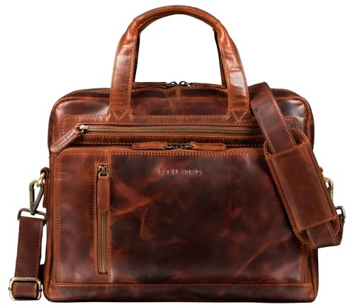 STILORD 'Avery' Businesstasche Leder Damen Herren Umhängetasche Vintage Aktentasche Arbeitstasche 13,3 Zoll Laptoptasche für MacBooks, Farbe:kara - cognac