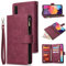 L-FADNUT A10 Wallet Case - Flip Leather Case with Card Holder Stand for Samsung Galaxy A10 Wine Red