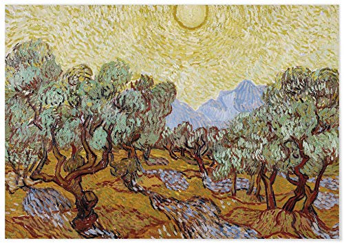 Panorama Poster Van Gogh Olivenbäume 70x50 cm - Gedruckt auf 250g-Papier - Wandbild Wohnzimmer - Papierplakat Schlafzimmer