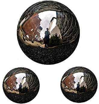 Jürgen Bocker Garten-Ambiente Dekokugel schwarz poliert 3er Set 15-10-10 cm aus Edelstahl Kugel Dekorationskugel Gartenkugel