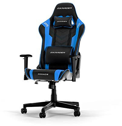DXRacer PRINCE L Schwarz & Blau PVC Leder das Orginal Gaming Stuhl