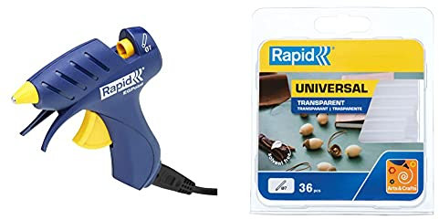 Rapid Heißklebepistole EG Point, 7 mm Klebepistole inkl. 36 Heißklebesticks Transparent Universal für Basteln, Dekorieren und kleinere Reparaturen