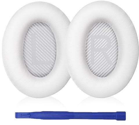 Aiivioll Almohadillas de repuesto para auriculares Bose QuietComfort 35 (QC35) y QuietComfort 35 II (QC35 II), almohadillas con piel más suave, espuma viscoelástica de aislamiento de ruido (blanco)