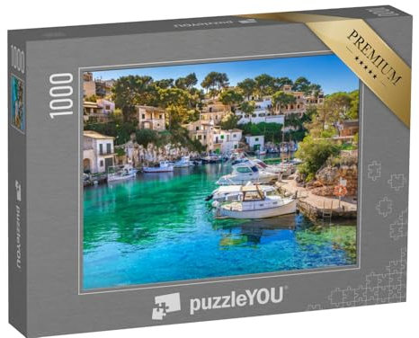 puzzleYOU: Puzzle 1000 Teile „Blick auf den idyllischen Alten Fischerhafen von Cala Figuera, Mallorca, Spanien“ – aus der Puzzle-Kollektion Spanien