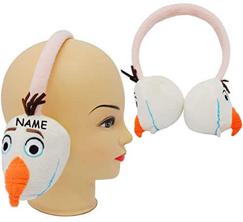 alles-meine.de GmbH 3-D Effekt Ohrenschützer - universal verstellbar - Frozen/die Eiskönigin - Schneemann Olaf - ROSA - incl. Name - aus Plüsch - für Kinder/Jungen & Mä..