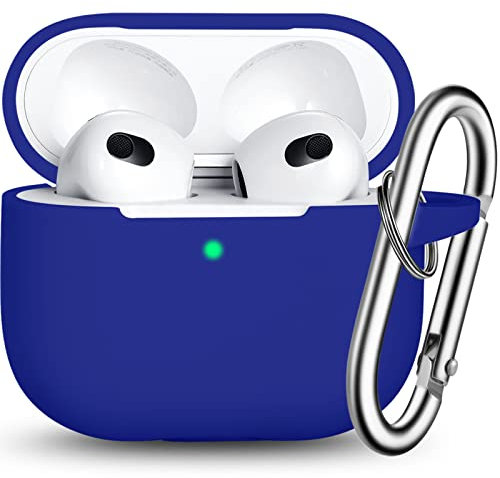 R-fun AirPods 3 Case Cover,Silicona Accesorios de Protección de la Piel con Llavero Compatible con Apple AirPods 3 ª Generación 2021 para Las Mujeres Hombres Niñas Niños, Azul