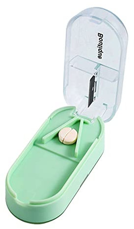 iJiZuo Cortador de píldoras, Cortapíldoras V Grip para Tabletas y Pequeños Meicamentos, Portátil Organizadores para Píldoras Pequeñas, Dividir y Transportar su Medicina-Verde