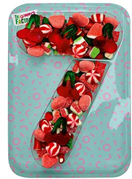 Gommy´s Factory Geburtstag Süßigkeiten Box Nº7 Weingummi Kuchen - Süßigkeiten Kindergeburtstag Lecker und Perfekt Für Jede Feier - Birthday Cake Party Number 500g Candy Box