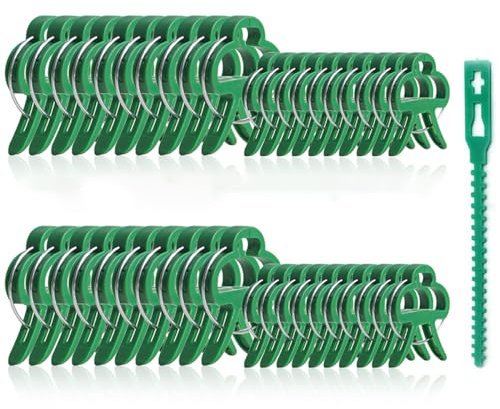 Pflanzenclips Pflanzenklammern für Rankhilfe Tomaten, Rosen, Gurken und andere Rankpflanzen – Besonders einfache Rankhilfe für Pflanzen (50Große+50Klein+30 Binder)…