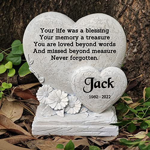 MARYTUMM Personalized Grave Ornament - Custom Memorial Plaque with Double Hearts - Grave Decor Gift (Stype C)