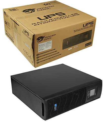 Powercool Intelligent Rackmount UPS Series, Uninterruptible Power Supply, 3000VA, 3U, 2 x UK Socket, 3 x IEC 320 C13, 2 x RJ45, 1 x USB, Stand Alone, Rack Or Wall Mountable | Black