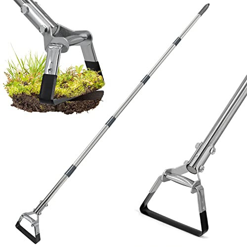 Jardineer Garden Hoe for Weeding Long Handle, Action Hoe Garden Tool, 175cm Adjustable Gardening Stirrup Hoe , Durable Loop Hoe