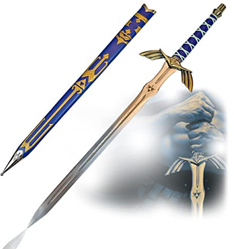Zelda Schwert – Link Hylia Master Schwert, Handgeschmiedeter Edelstahl mit Scheide 125 Zentimeter, Metall Schwert für Zelda Kostüm & Zelda Geschenk