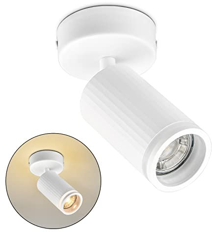 BOYIR LED Deckenleuchte 1-flammig Weiß Schwenkbar Deckenstrahler GU10 Wandspot Abnehmbarer Frontring Spot lampe Deckenlampe für Wohnzimmer, Schlafzimmer, Gänge I Ohne Leuchenmittel