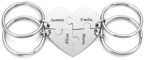 JSDDE Personalisierte Herz Puzzle Schlüsselanhänger mit Textgravur BFF Schlüsselanhänger, Personalisierte Geschenk für Familie Freunde Schwester Geschwister Partner