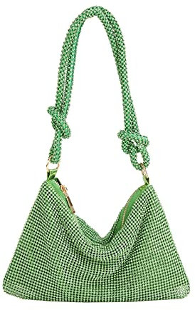 CORIOS Bolsa de Noche para Mujer Bolso de Fiesta Diamantes de Imitación Clutch Bolso de Hombro Bolsas de Mensajero Bolsos Bandolera para Fiesta de Graduación Banquete Boda Verde