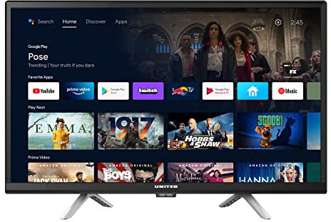 UNITED States Postal Service LED24HS82A11, Tv Led 24'', Hd Ready, Smart Android 11 avec applications préinstallées, Chromecast et Airplay, Full Internet, Wifi et Ethernet, DVB/T2/S2/C, MPEG-4 et HEVC
