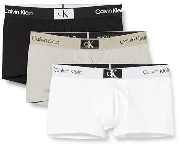Calvin Klein Pantaloncini Boxer Confezione da 3 Uomo Low Rise Trunks Elasticizzati, Multicolore (Black/Authentic Grey/White), L