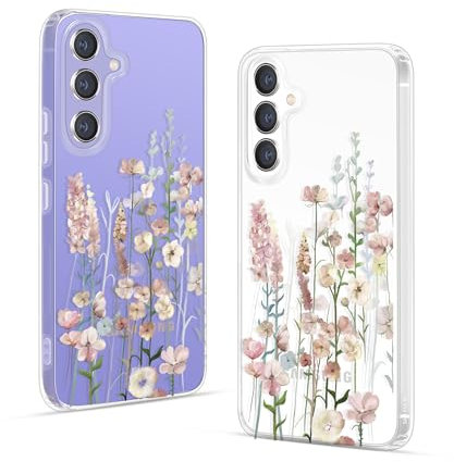 Gronda Hülle für Samsung Galaxy A54 5G Hülle Transparent Handyhülle Vergilbungsfrei mit Rosa Blumen case Stoßfest Dünne Bumper schutzhülle Kompatibel mit Samsung Galaxy A54 5G
