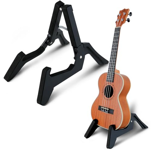 EASTROCK Folding Ukulele Stand ABS Stand for Mandolins/Violins Adjustable Portable Instrument Stand for Ukulele Accessories (Black)