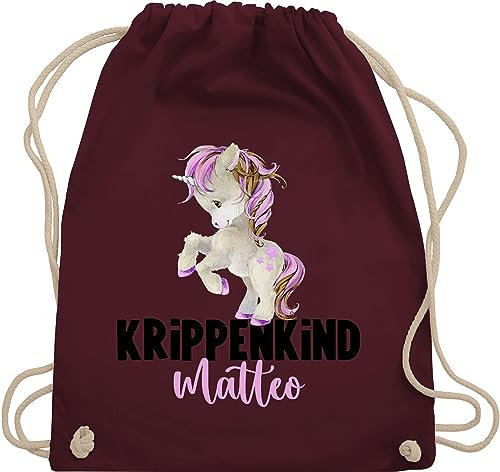 Turnbeutel Rucksack - Hallo Kinderkrippe Kita - Krippenkind Geschenk Start Kinderkrippen Krippe Kikri Einhorn - Unisize - Bordeauxrot - krippenkinder krippen
