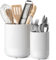 LE TAUCI Utensil Holder, 18.5+14cm Ceramic Kitchen Utensils Holder, Large Cooking Utensil Pots for Kitchen Counter, Morden Utensil Organizer for Spatula, Set of 2, White
