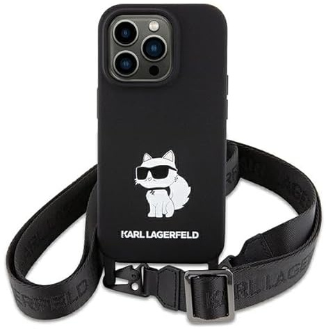 KARL LAGERFELD KLHCP15SSCBSCNK Hülle für iPhone 15 6.1 hardcase Schwarz Crossbody Silicone Choupette